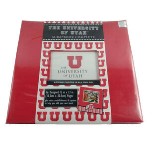 University of Utah Scrapbook Album 12" x 12" Red 16 Designed Pages Stickers